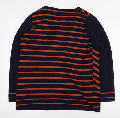Julipa Womens Blue Striped Viscose Pullover Sweatshirt Size 12 Pullover - V-Neck