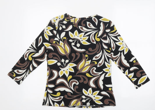 CC Womens Multicoloured Geometric Viscose Basic T-Shirt Size S V-Neck