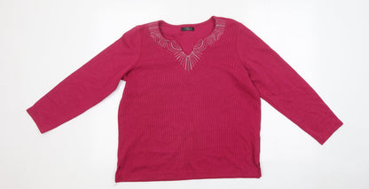Womens UK Size S BM Pink Basic T-Shirt