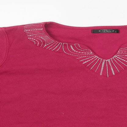 Womens UK Size S BM Pink Basic T-Shirt