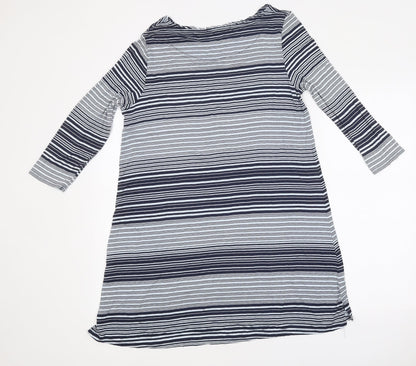 George Womens Multicoloured Striped Polyester A-Line Size 12 Round Neck Pullover