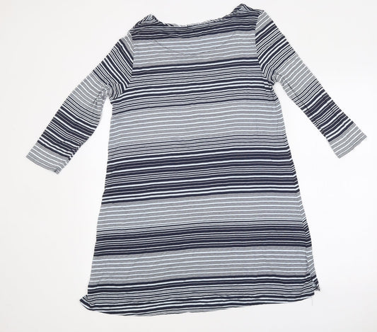 George Womens Multicoloured Striped Polyester A-Line Size 12 Round Neck Pullover