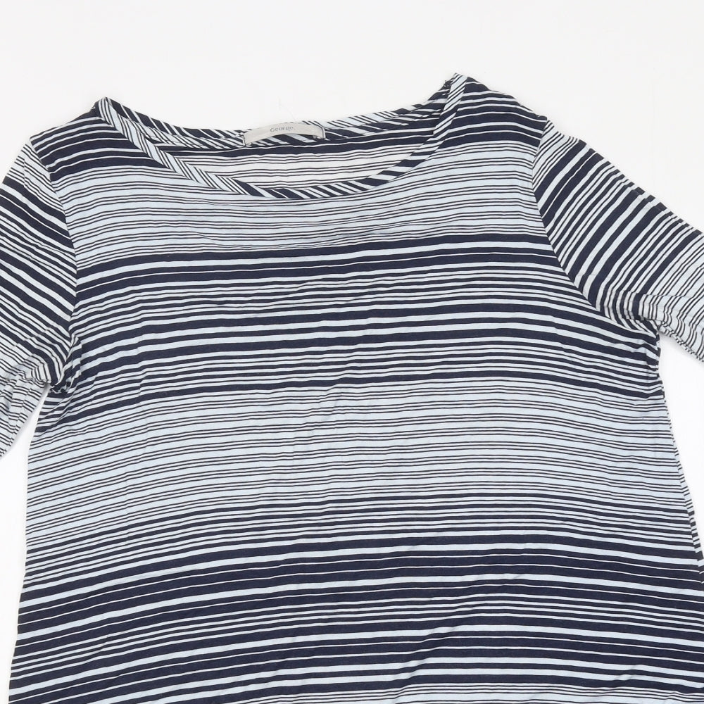 George Womens Multicoloured Striped Polyester A-Line Size 12 Round Neck Pullover