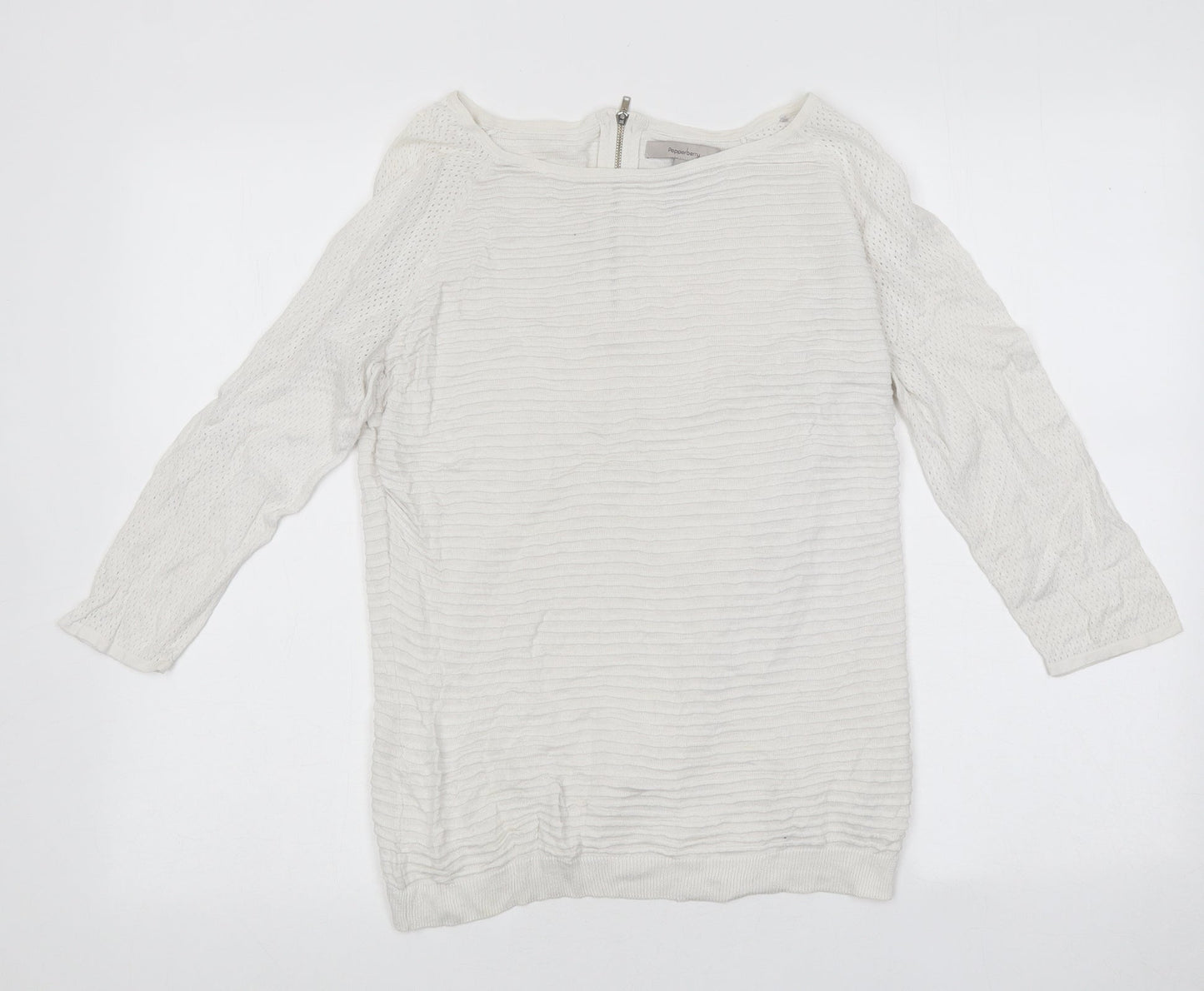 Paper Berry Womens White Polyester Basic T-Shirt Size 10 Round Neck