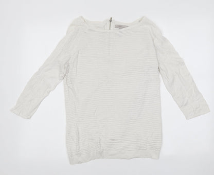 Paper Berry Womens White Polyester Basic T-Shirt Size 10 Round Neck