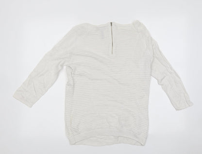 Paper Berry Womens White Polyester Basic T-Shirt Size 10 Round Neck