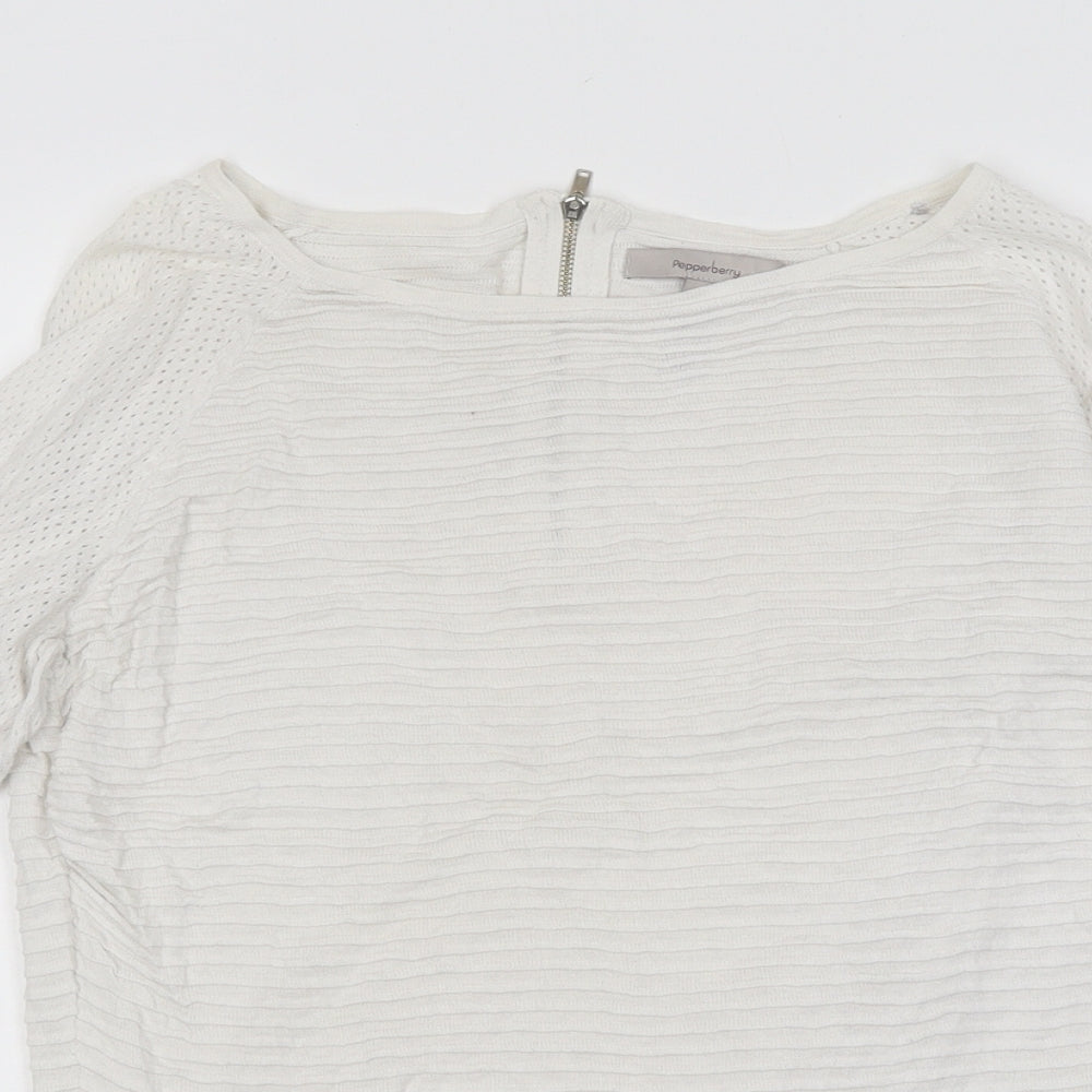Paper Berry Womens White Polyester Basic T-Shirt Size 10 Round Neck