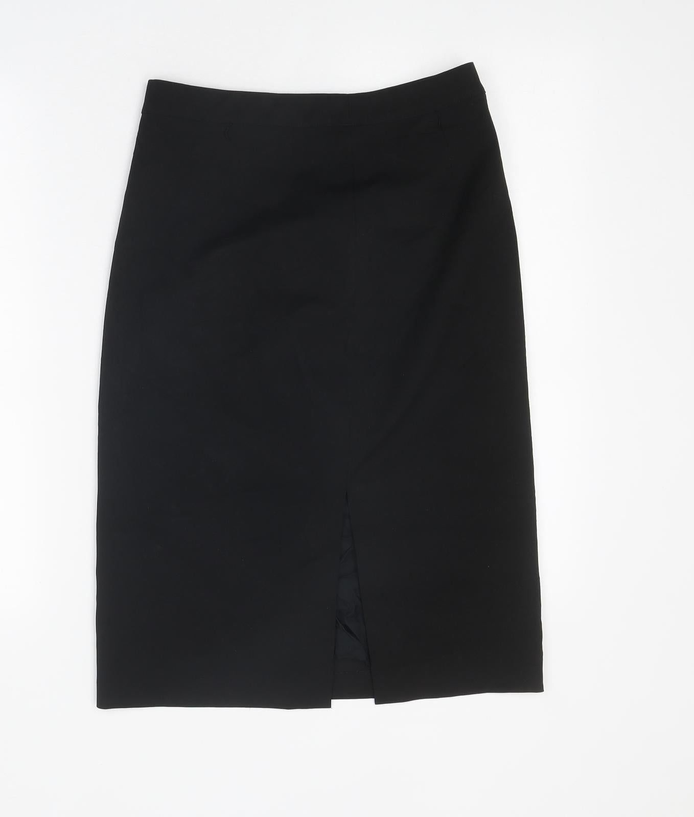 R Collection Womens Black Polyester Straight & Pencil Skirt Size 34 in Zip