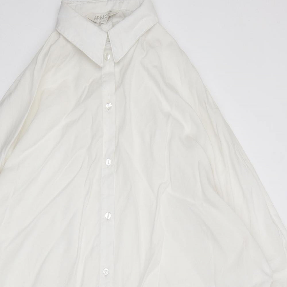 Apricot Mens White Polyester Button-Up Size M Collared Button