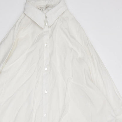 Apricot Mens White Polyester Button-Up Size M Collared Button