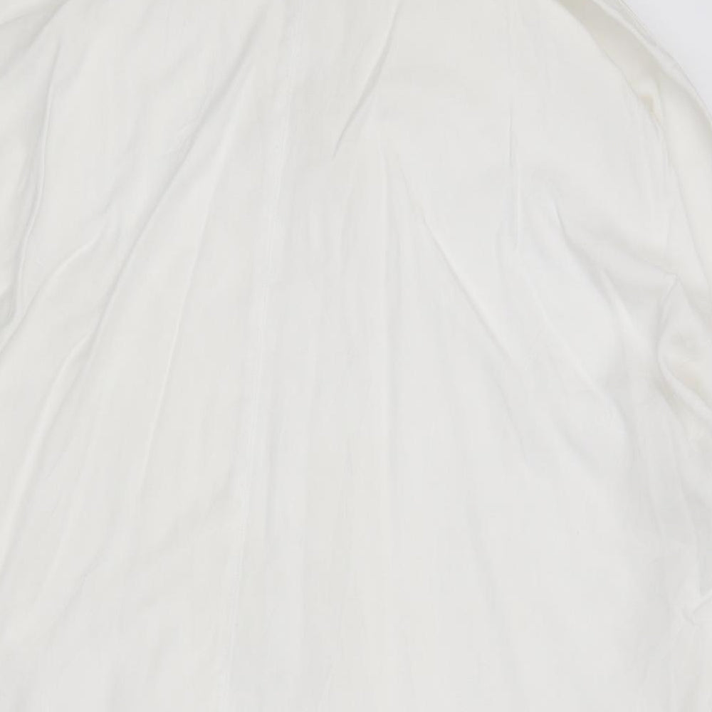 Apricot Mens White Polyester Button-Up Size M Collared Button