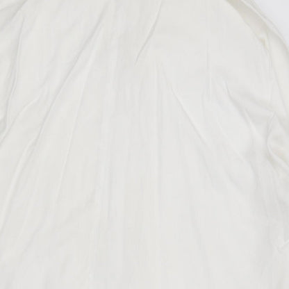 Apricot Mens White Polyester Button-Up Size M Collared Button