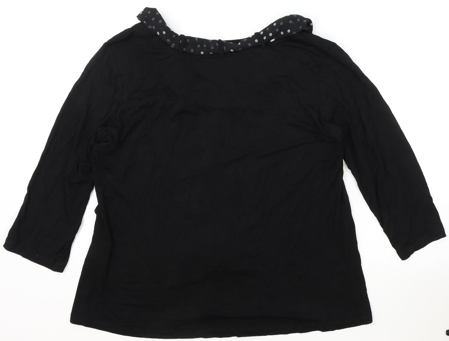 Mia Moda Womens Black Cotton Basic T-Shirt Size 18 Boat Neck - Scalf Included