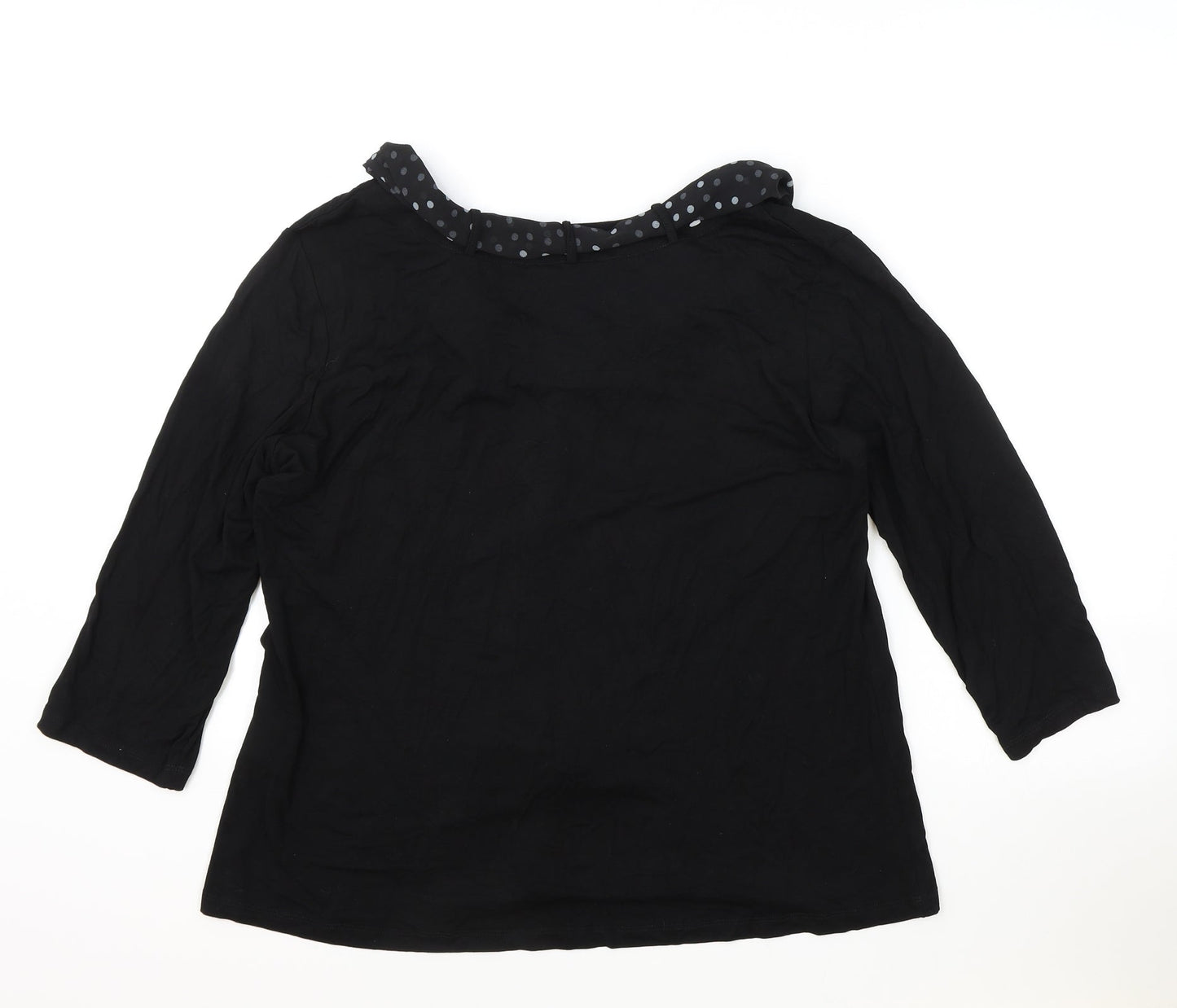 Mia Moda Womens Black Cotton Basic T-Shirt Size 18 Boat Neck - Scalf Included