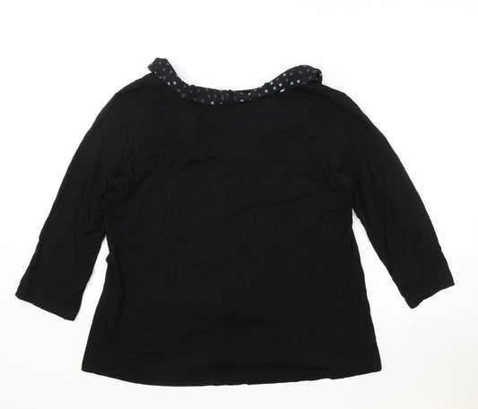 Mia Moda Womens Black Cotton Basic T-Shirt Size 18 Boat Neck - Scalf Included