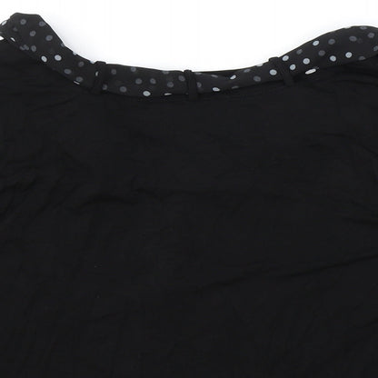 Mia Moda Womens Black Cotton Basic T-Shirt Size 18 Boat Neck - Scalf Included