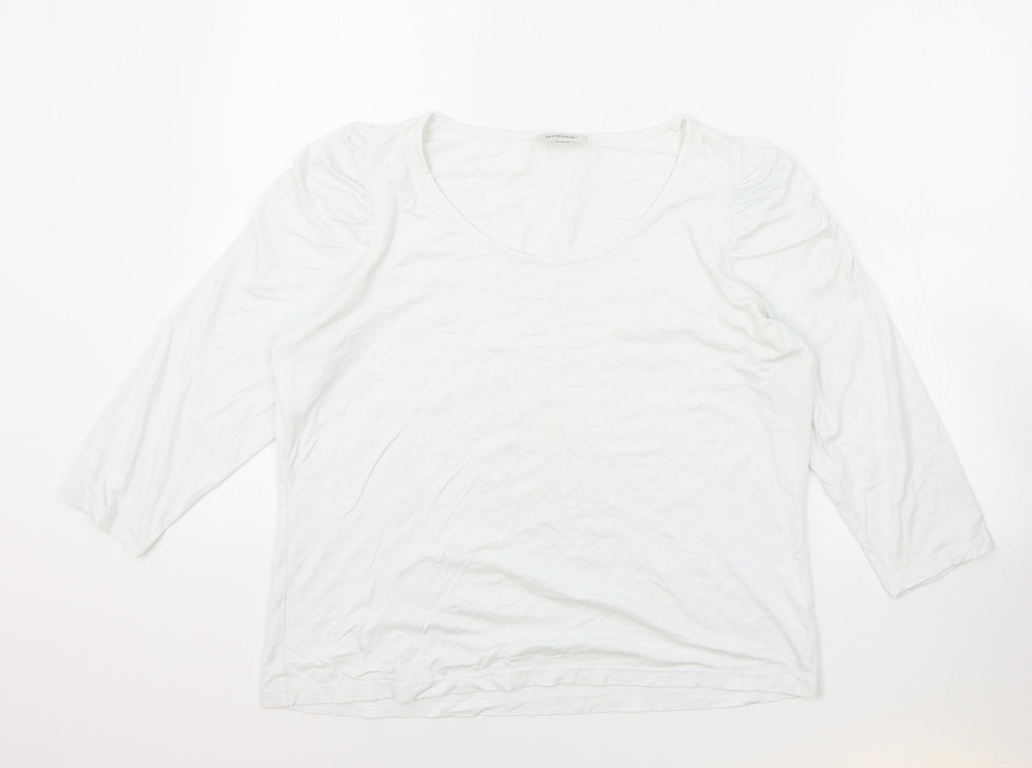 Godske Womens White Viscose Basic T-Shirt Size 16 Round Neck