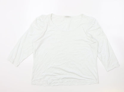 Godske Womens White Viscose Basic T-Shirt Size 16 Round Neck