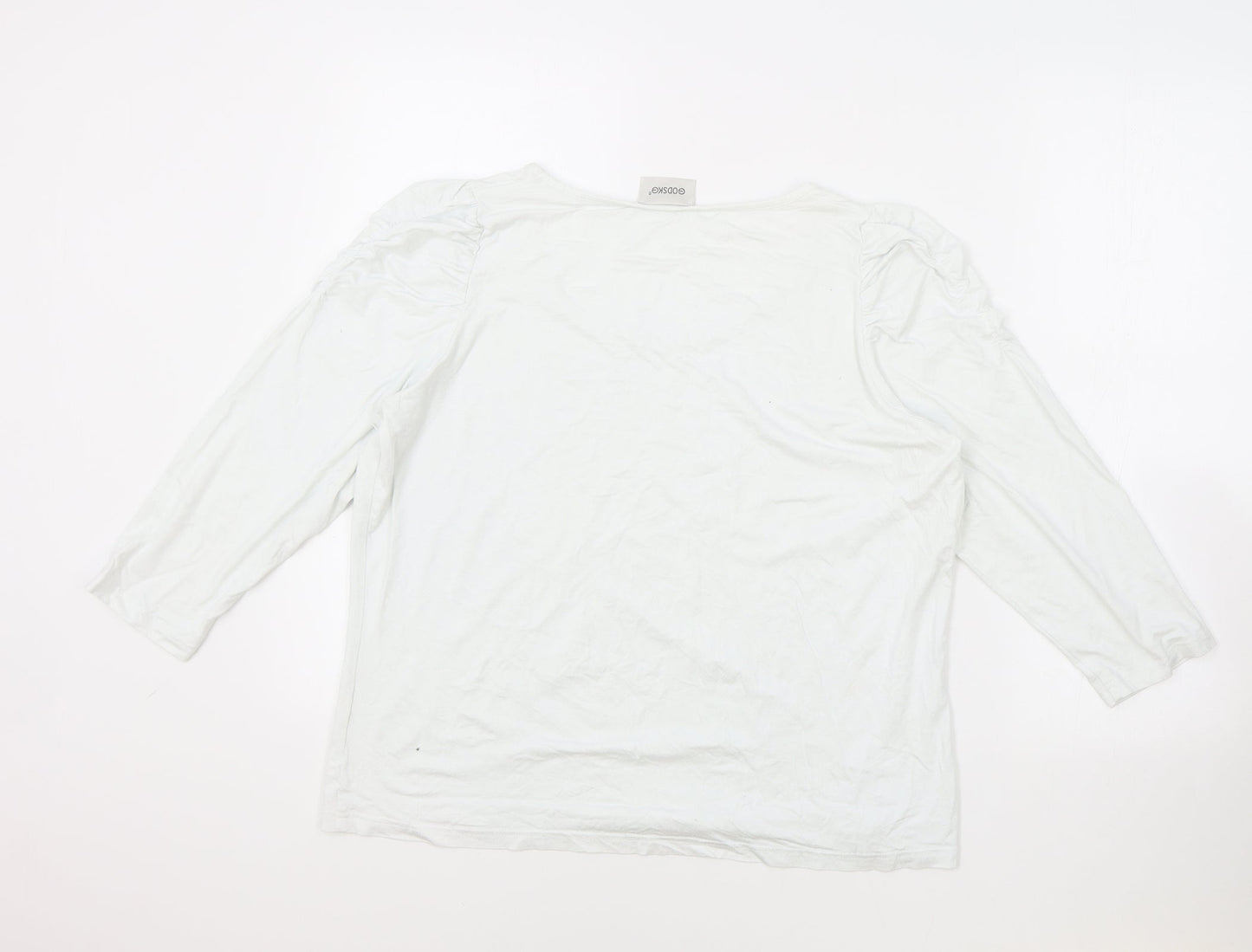 Godske Womens White Viscose Basic T-Shirt Size 16 Round Neck