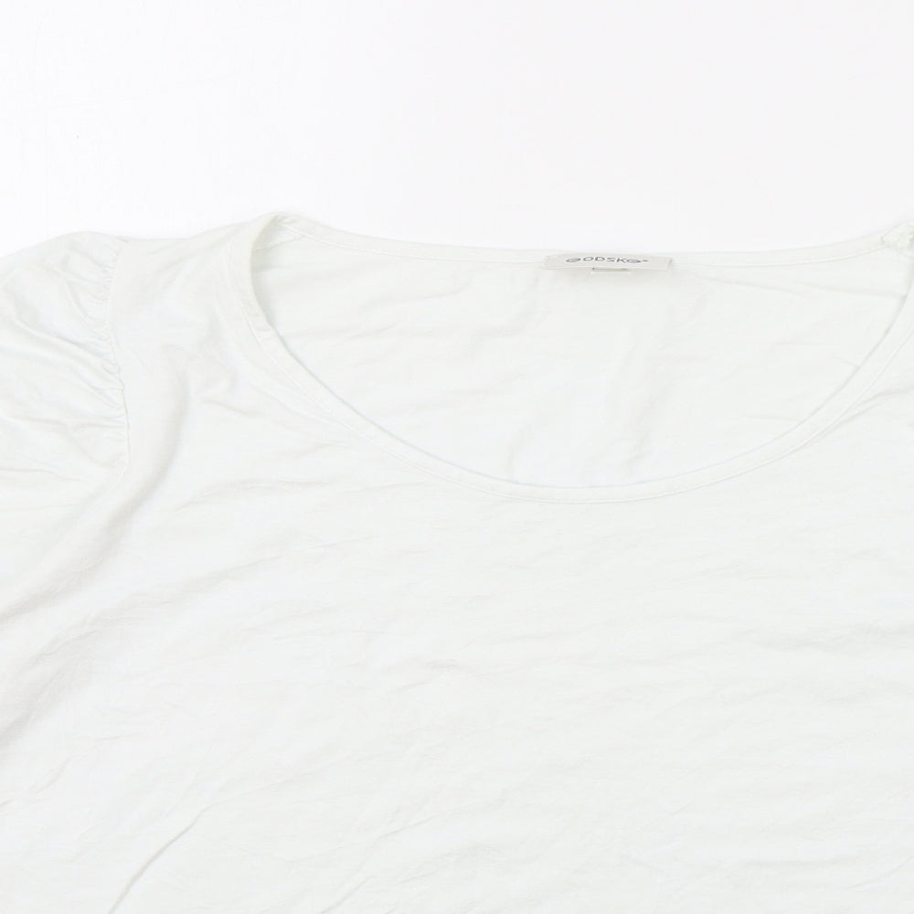 Godske Womens White Viscose Basic T-Shirt Size 16 Round Neck