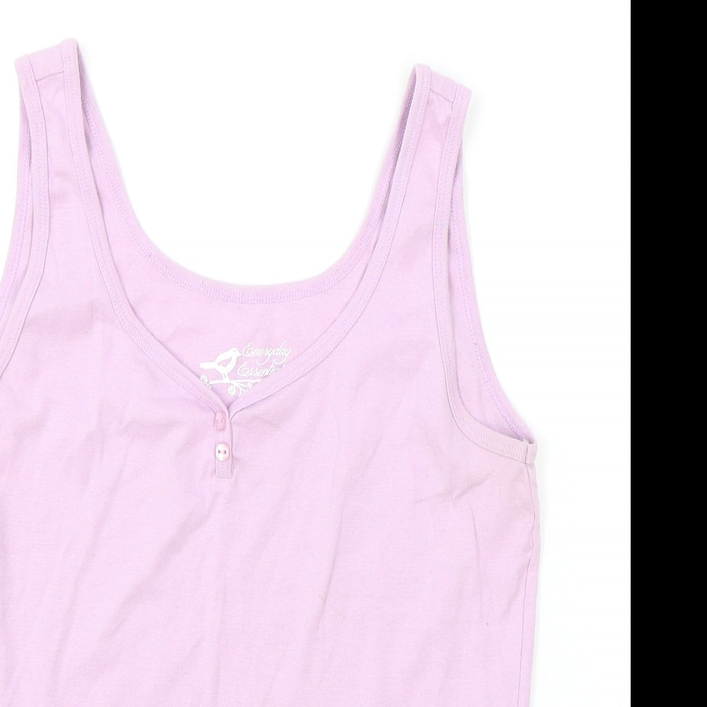 Everyday Essentials Womens Pink Viscose Basic Tank Size 14 V-Neck