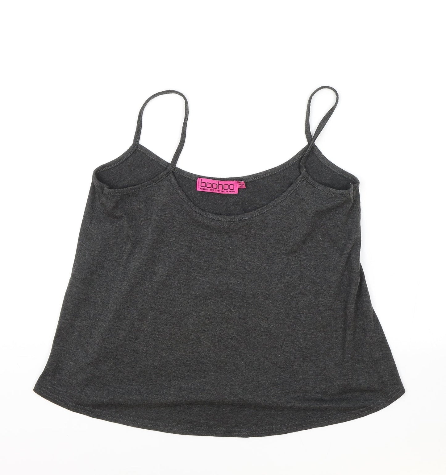 Boohoo Womens Grey Viscose Camisole Tank Size 6 Scoop Neck