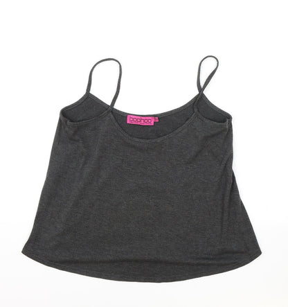Boohoo Womens Grey Viscose Camisole Tank Size 6 Scoop Neck
