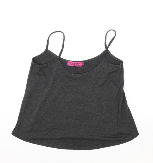 Boohoo Womens Grey Viscose Camisole Tank Size 6 Scoop Neck