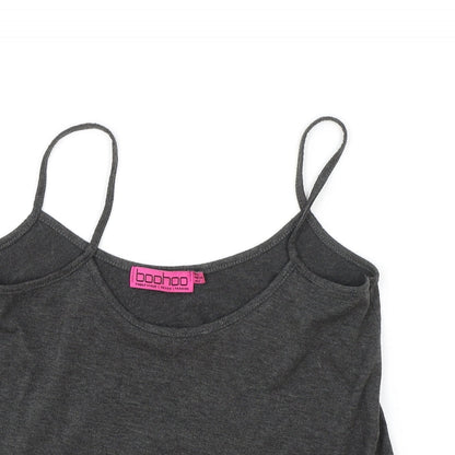 Boohoo Womens Grey Viscose Camisole Tank Size 6 Scoop Neck