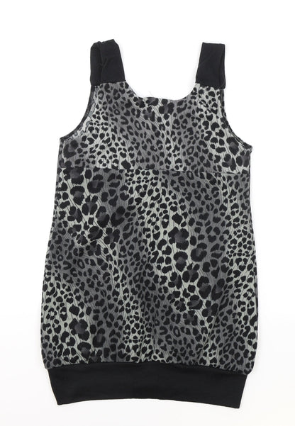 Quiz Womens Black Animal Print Polyester Bodycon Size 10 Round Neck Pullover