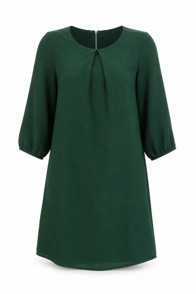 H&M Womens Green Viscose A-Line Size 8 Round Neck Zip