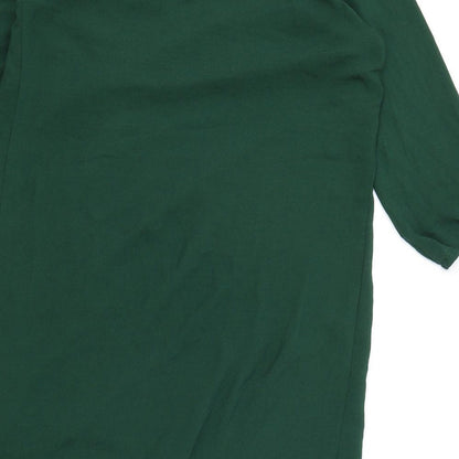 H&M Womens Green Viscose A-Line Size 8 Round Neck Zip