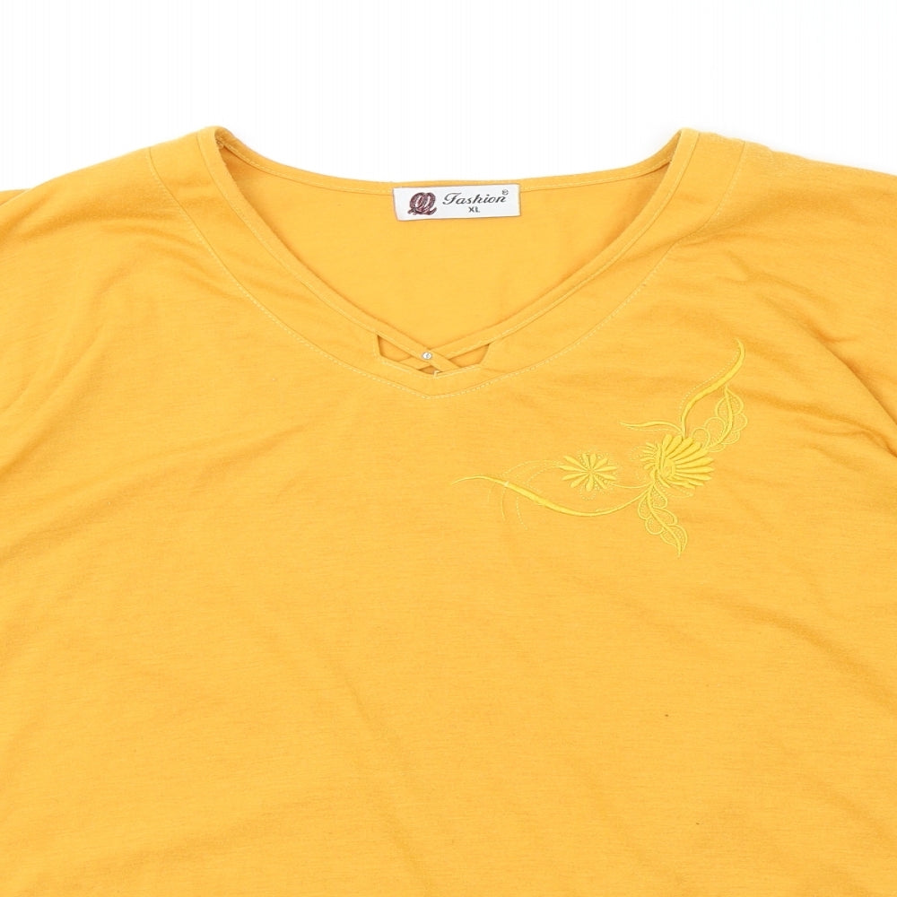 Womens UK Size XL Fashion Orange Basic T-Shirt