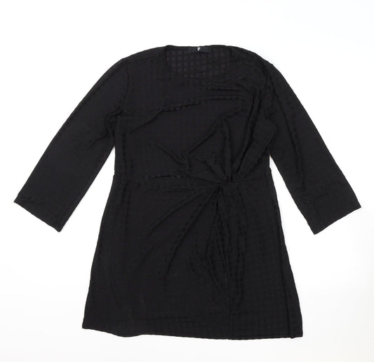 Very Womens Black Polyester Fit & Flare Size 12 Round Neck Pullover