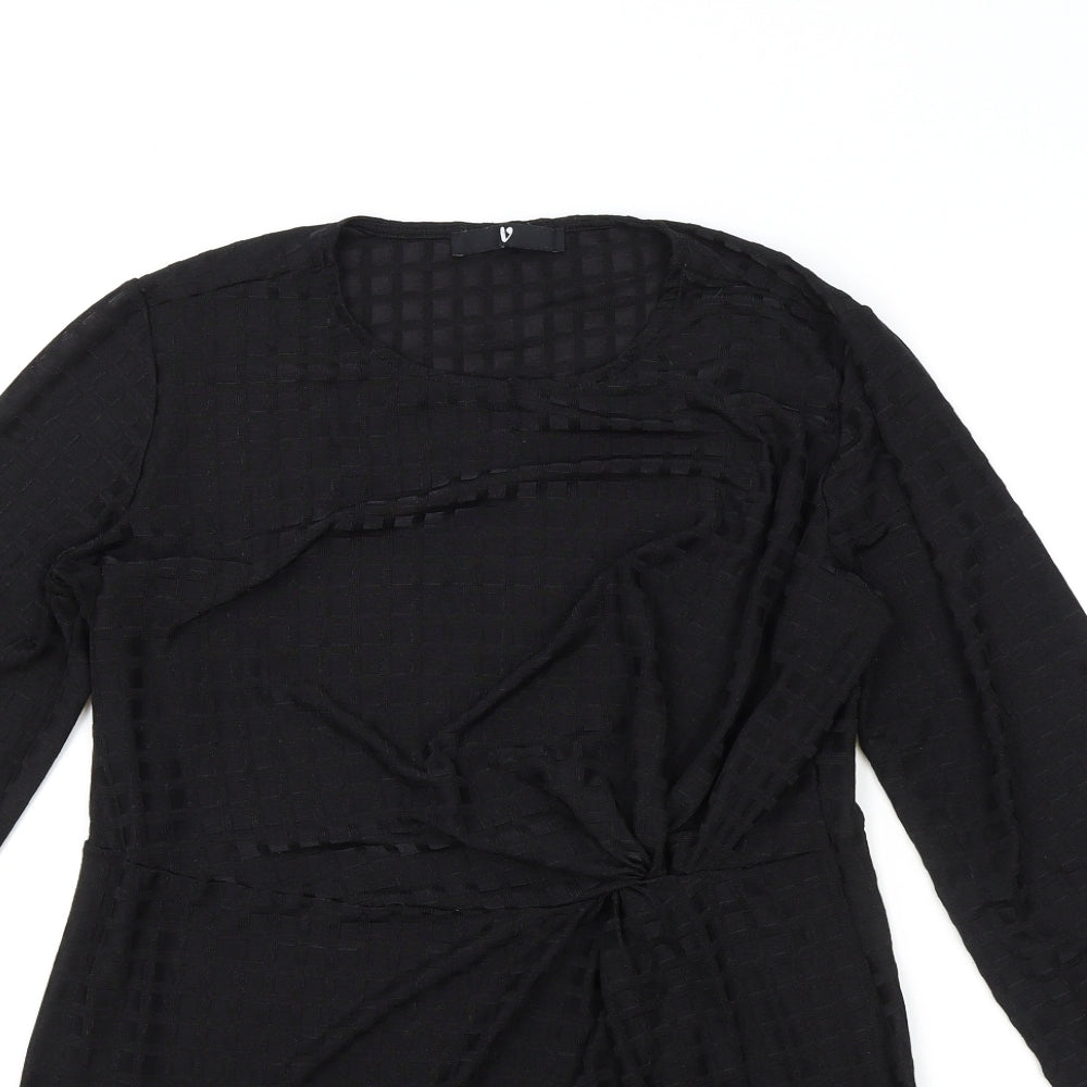 Very Womens Black Polyester Fit & Flare Size 12 Round Neck Pullover