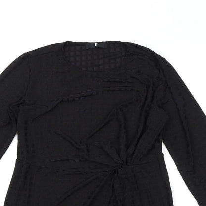 Very Womens Black Polyester Fit & Flare Size 12 Round Neck Pullover