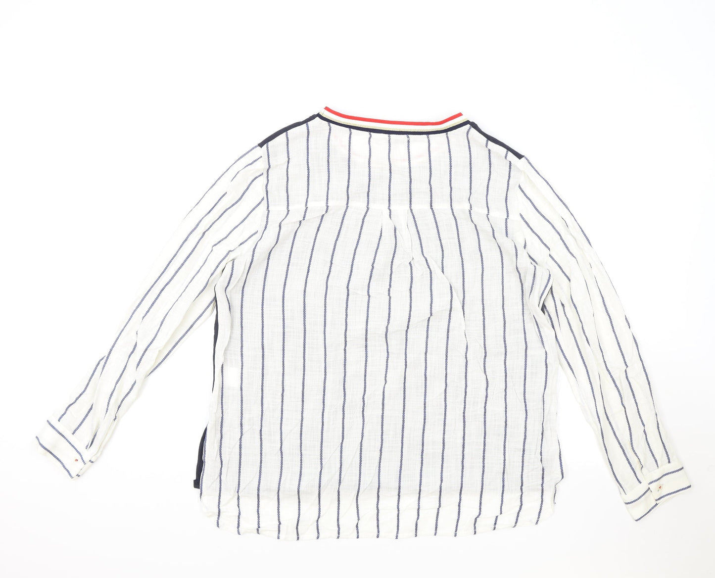 Atelier Jad Womens Multicoloured Striped Cotton Basic T-Shirt Size L Round Neck
