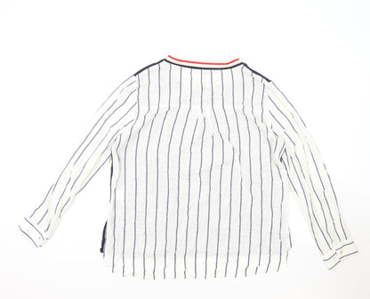 Atelier Jad Womens Multicoloured Striped Cotton Basic T-Shirt Size L Round Neck
