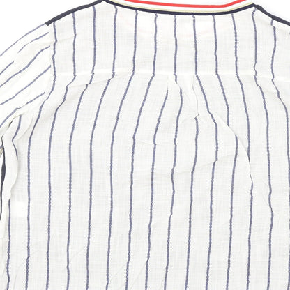 Atelier Jad Womens Multicoloured Striped Cotton Basic T-Shirt Size L Round Neck
