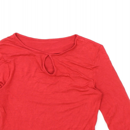 Womens UK Size S Preworn Red Basic T-Shirt