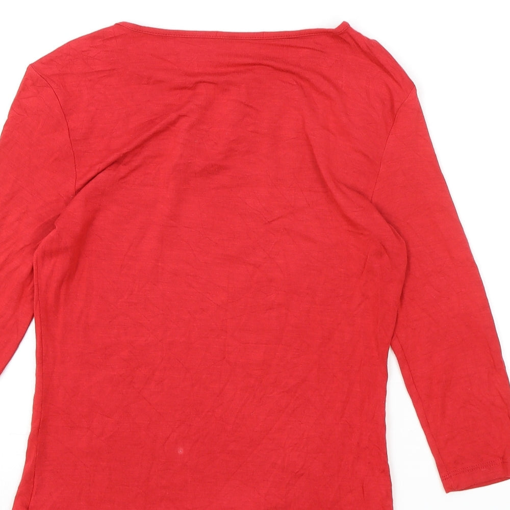 Womens UK Size S Preworn Red Basic T-Shirt