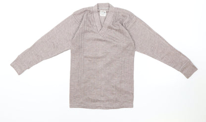 CHAMP (IN) Womens Pink V-Neck Cotton Pullover Jumper One Size