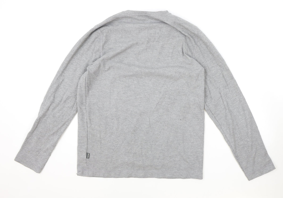 Eddie Bauer Mens Grey Round Neck Polyester Pullover Jumper Size M