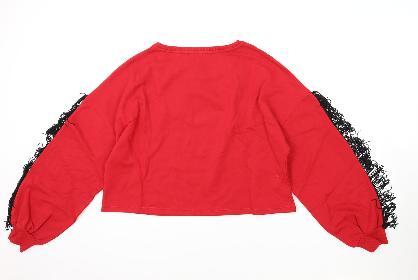OMD Womens Red Striped Polyester Pullover Sweatshirt Size 10 Pullover