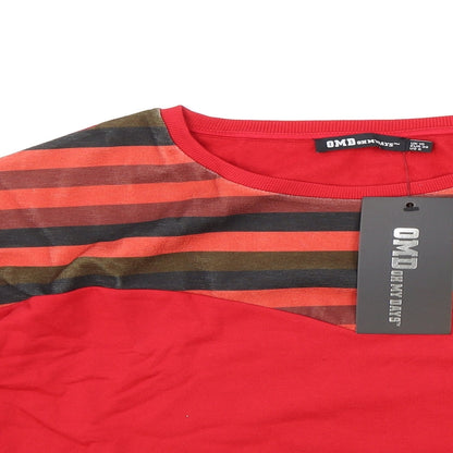 OMD Womens Red Striped Polyester Pullover Sweatshirt Size 10 Pullover