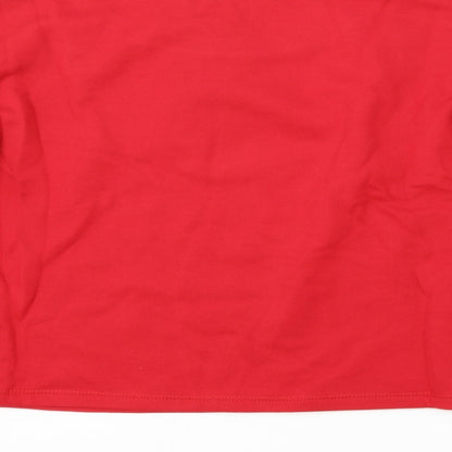 OMD Womens Red Striped Polyester Pullover Sweatshirt Size 10 Pullover