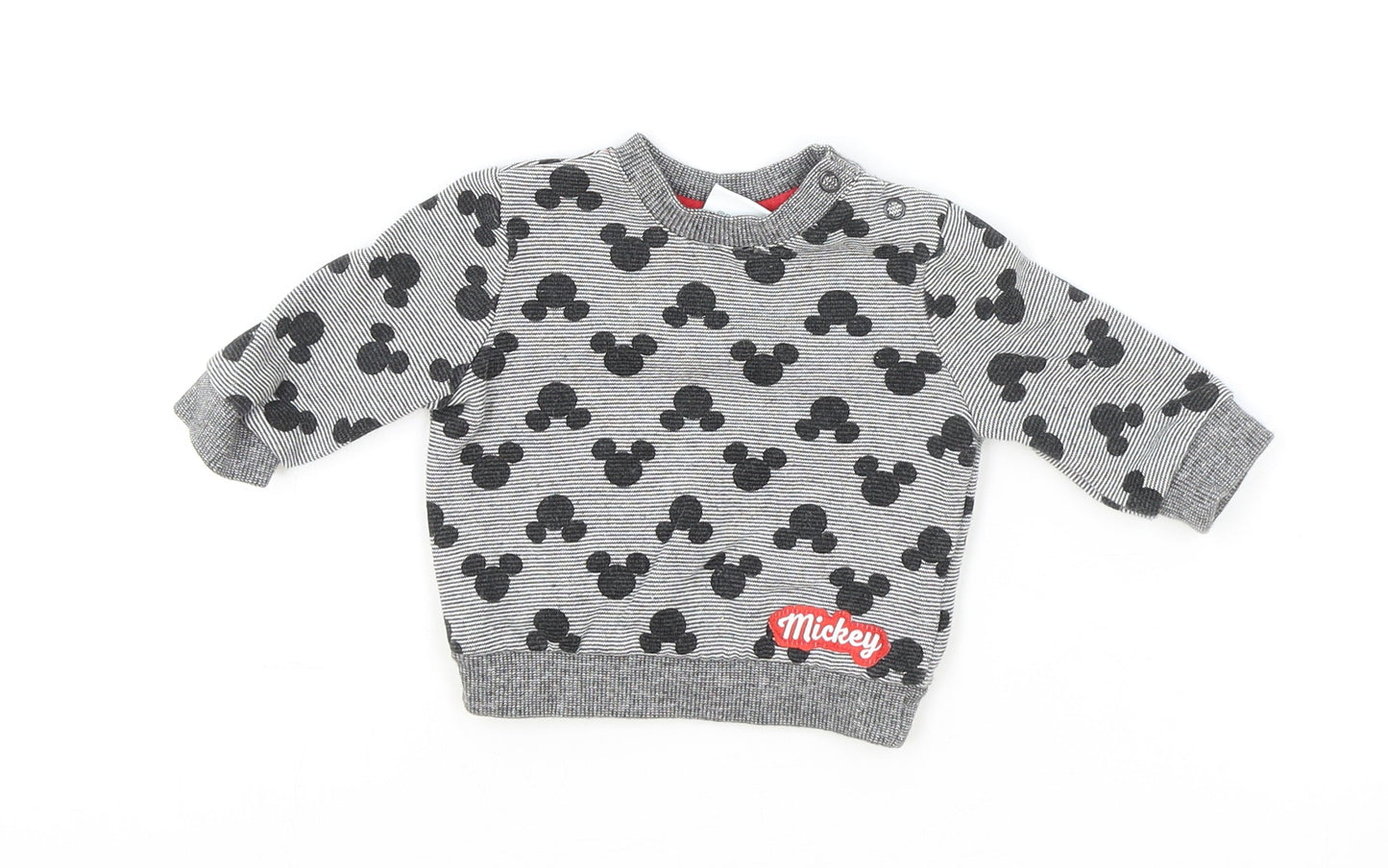 Disney Baby Baby Grey Geometric Cotton Pullover Jumper Size 0-3 Months Snap - Mickey Mouse