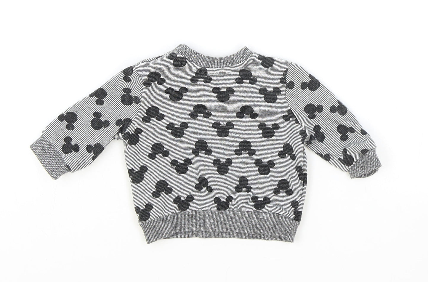 Disney Baby Baby Grey Geometric Cotton Pullover Jumper Size 0-3 Months Snap - Mickey Mouse