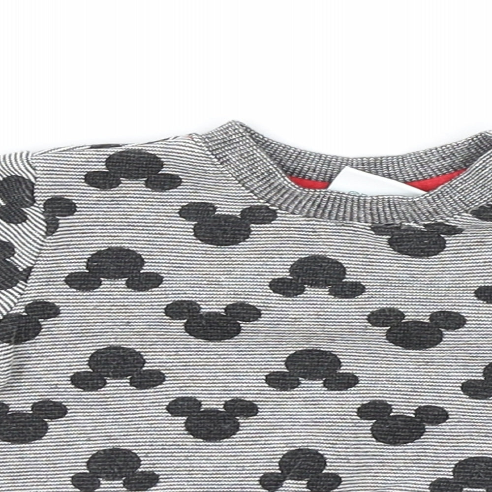 Disney Baby Baby Grey Geometric Cotton Pullover Jumper Size 0-3 Months Snap - Mickey Mouse