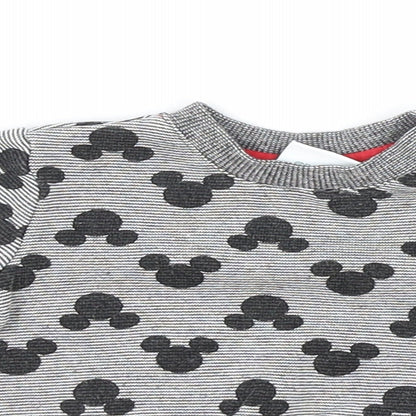 Disney Baby Baby Grey Geometric Cotton Pullover Jumper Size 0-3 Months Snap - Mickey Mouse